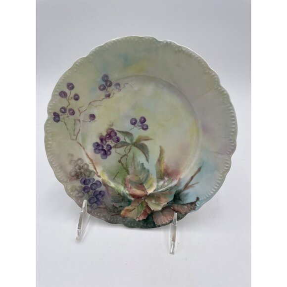 Antique R.C. Malmaison Bavaria Hand Painted Porcelain Plate With Grape Pattern & - Picture 1 of 7